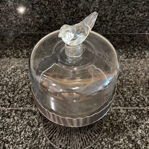 Birdsong Glass Petite Cupcake Display Stands Topped Dome Cover, metal stand - Picture 7 of 7